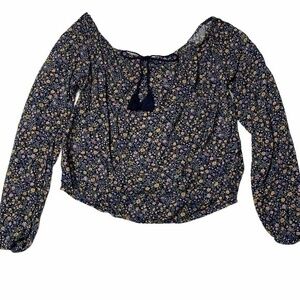 Hollister Floral Crop Top/Blouse Women Size XS